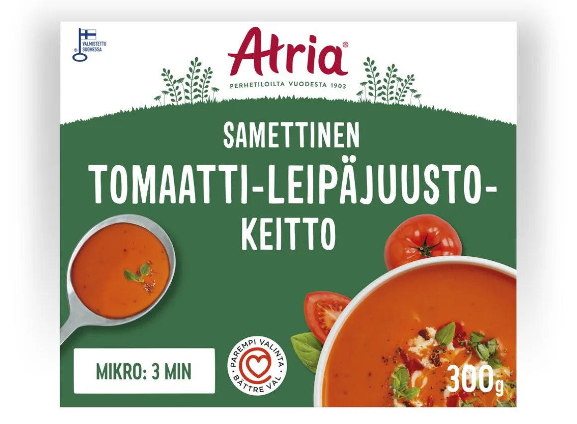 ATRIA SAMETTINEN TOMAATTI-LEIPÄJUUSTOKEITTO 300 G
