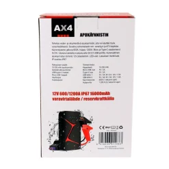 AX4 APUKÄYNNISTIN 12V 600/1200AH IP67 16000MA VARAVIRTALÄHTEELLÄ