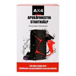 AX4 APUKÄYNNISTIN 12V 600/1200AH IP67 16000MA VARAVIRTALÄHTEELLÄ