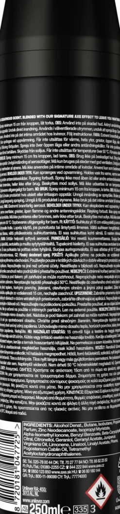 AXE BLACK BODY SPRAY 250 ML