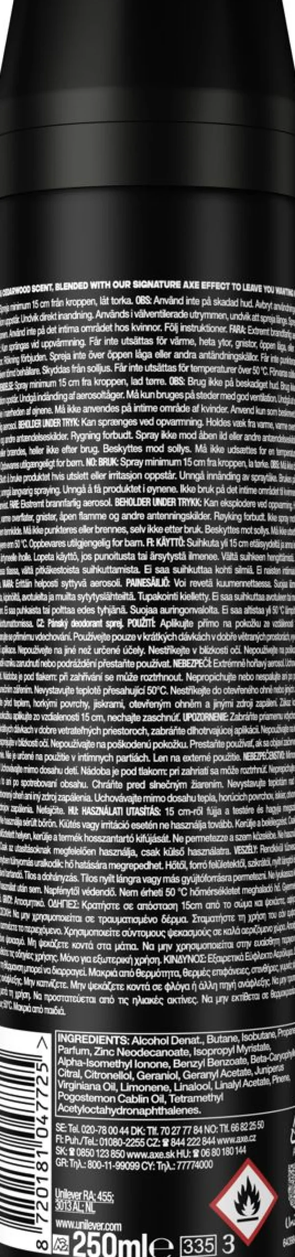 AXE BLACK BODY SPRAY 250 ML