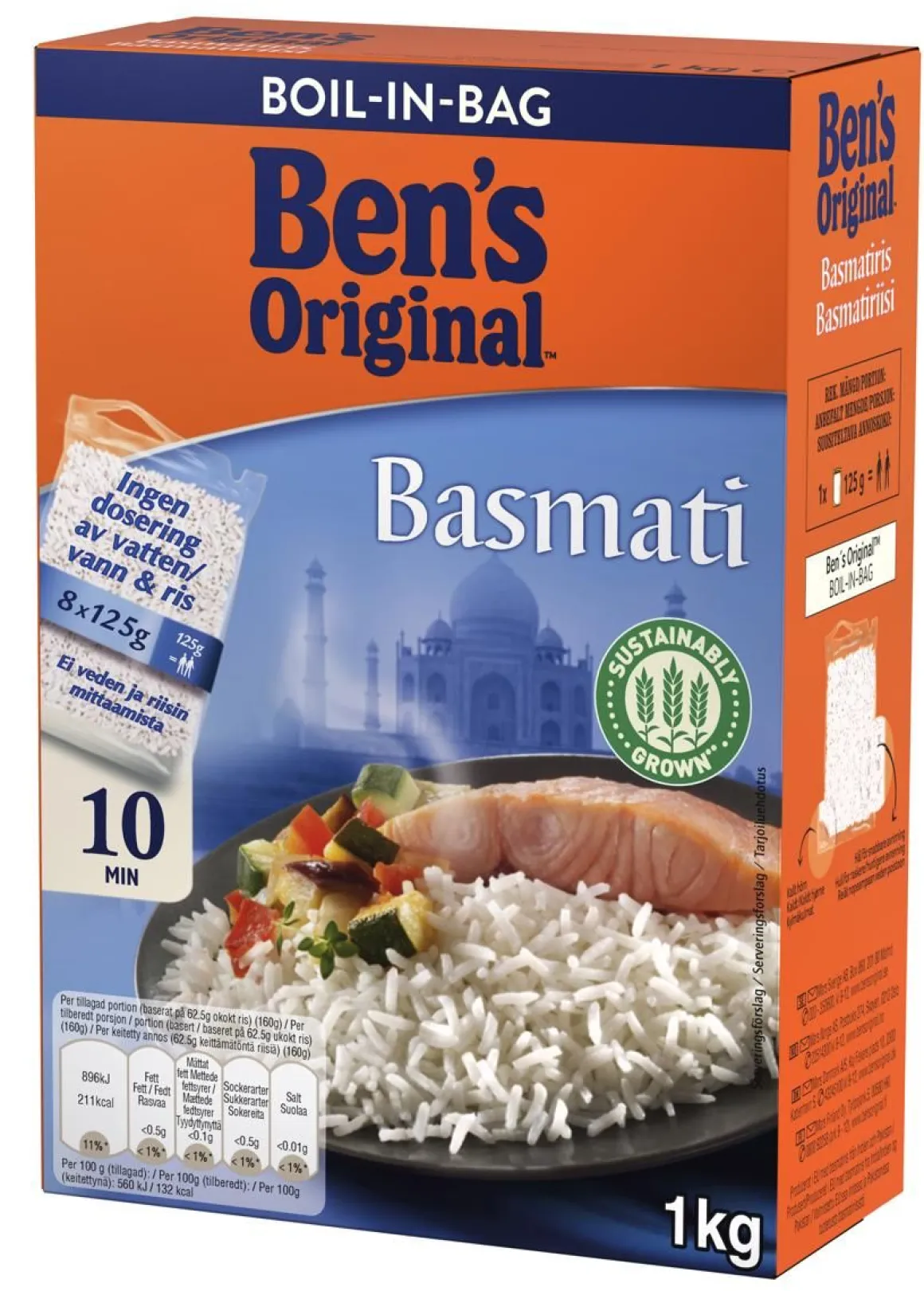 BEN'S ORIGINAL BASMATIRIISI KEITINPUSSI 8X125G