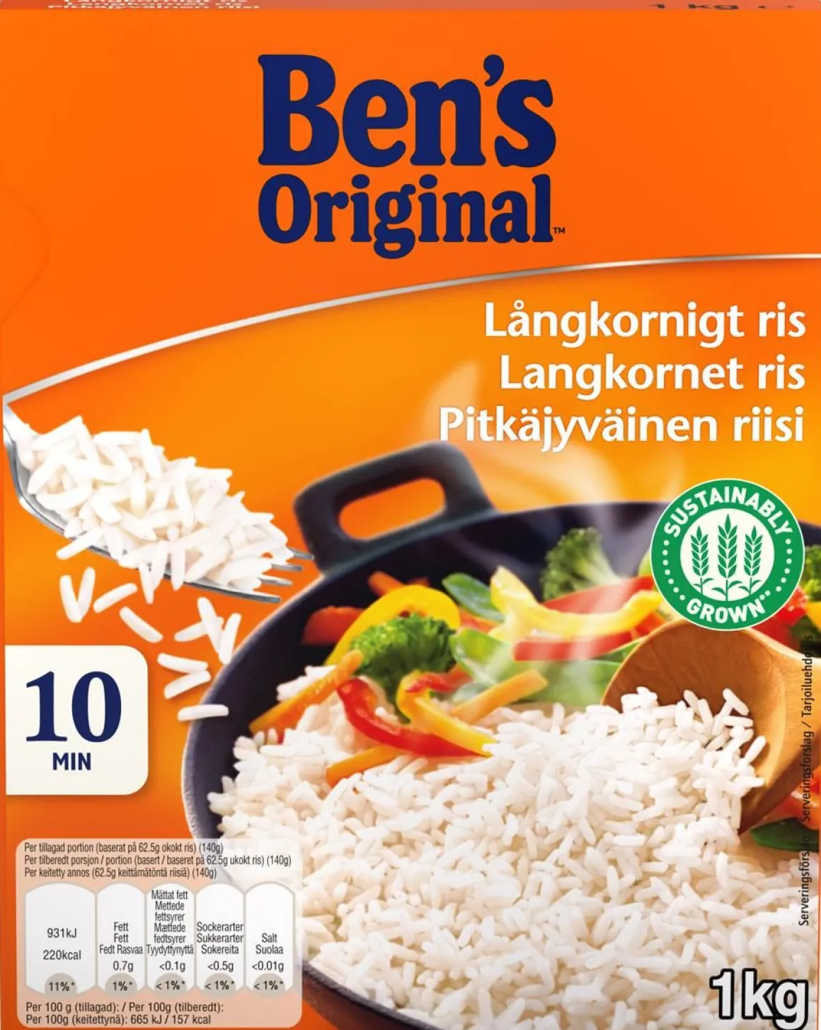 BEN'S ORIGINAL PITKÄJYVÄINEN RIISI 1KG