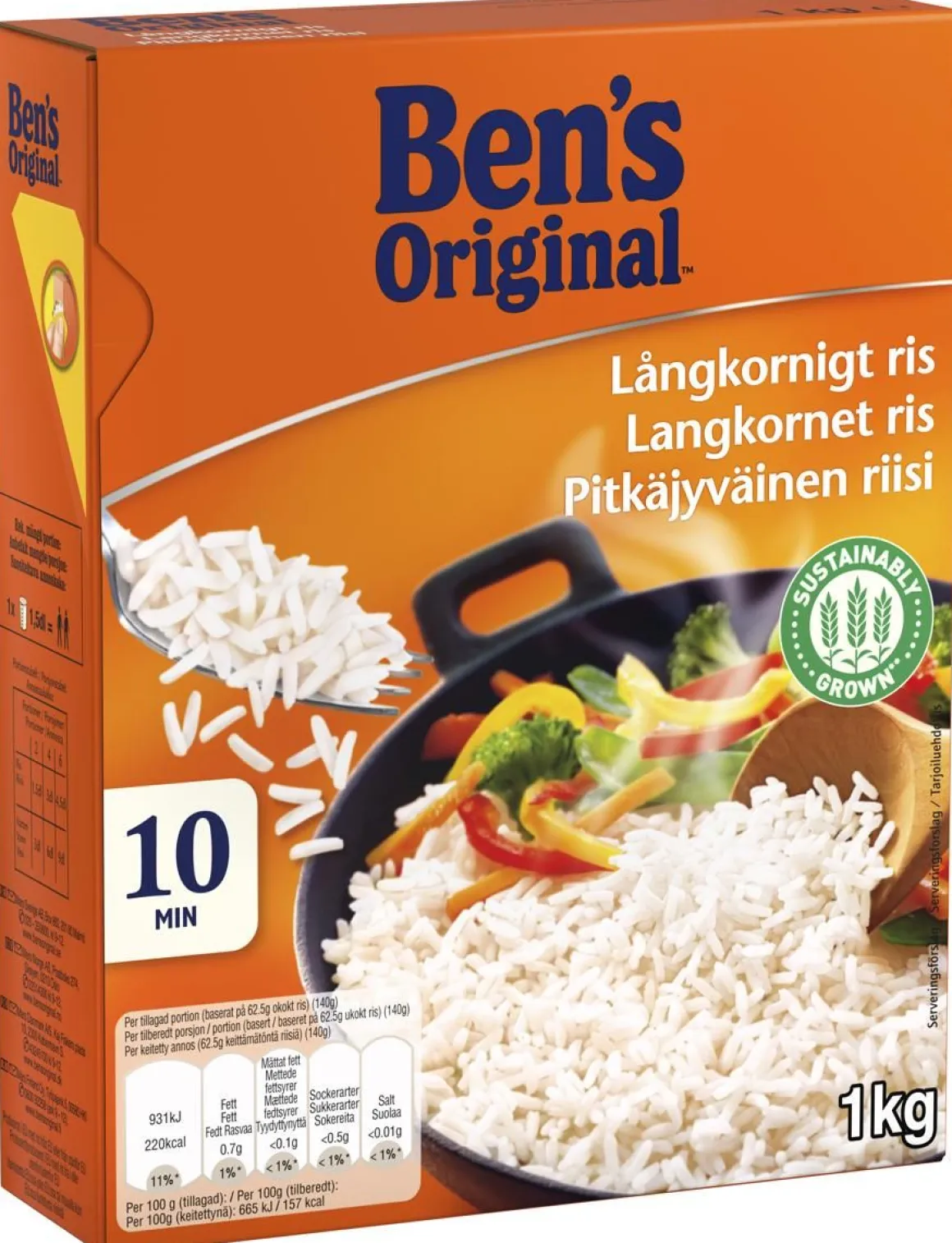 BEN'S ORIGINAL PITKÄJYVÄINEN RIISI 1KG