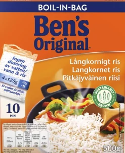 BEN'S ORIGINAL PITKÄJYVÄINEN RIISI KEITINPUSSI 4X125G 500 G
