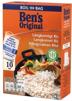 BEN'S ORIGINAL PITKÄJYVÄINEN RIISI KEITINPUSSI 8X125G
