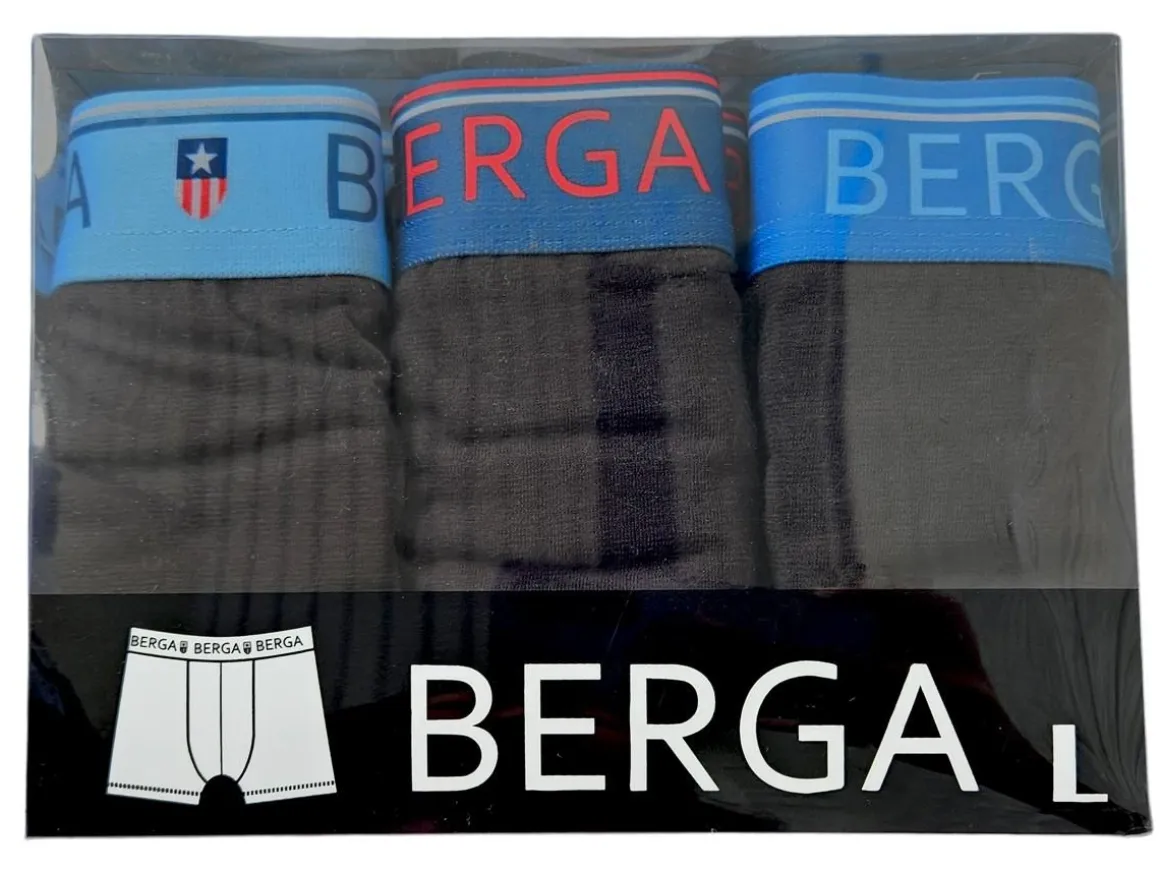 BERGA BOKSERIT 3-PACK M MUSTA