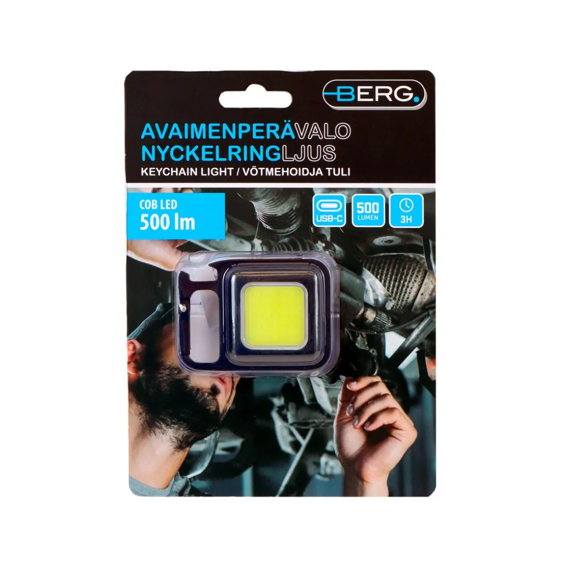 BERG AVAIMENPERÄVALO COB LED LADATTAVA 500LM 500MAH