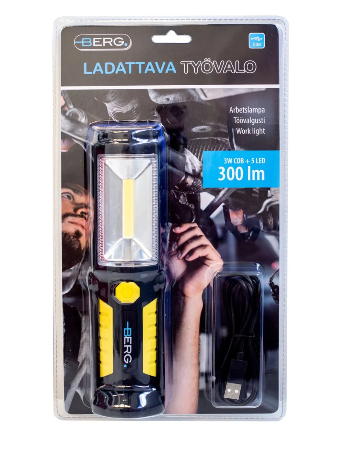 BERG LADATTAVA TYÖVALO 3W, USB-LATAUS