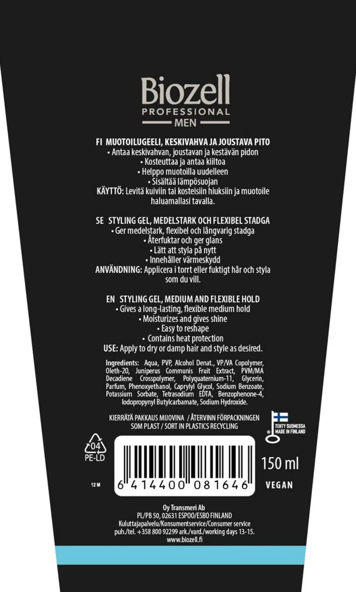 BIOZELL PROFESSIONAL MEN MUOTOILUGEELI 150 ML