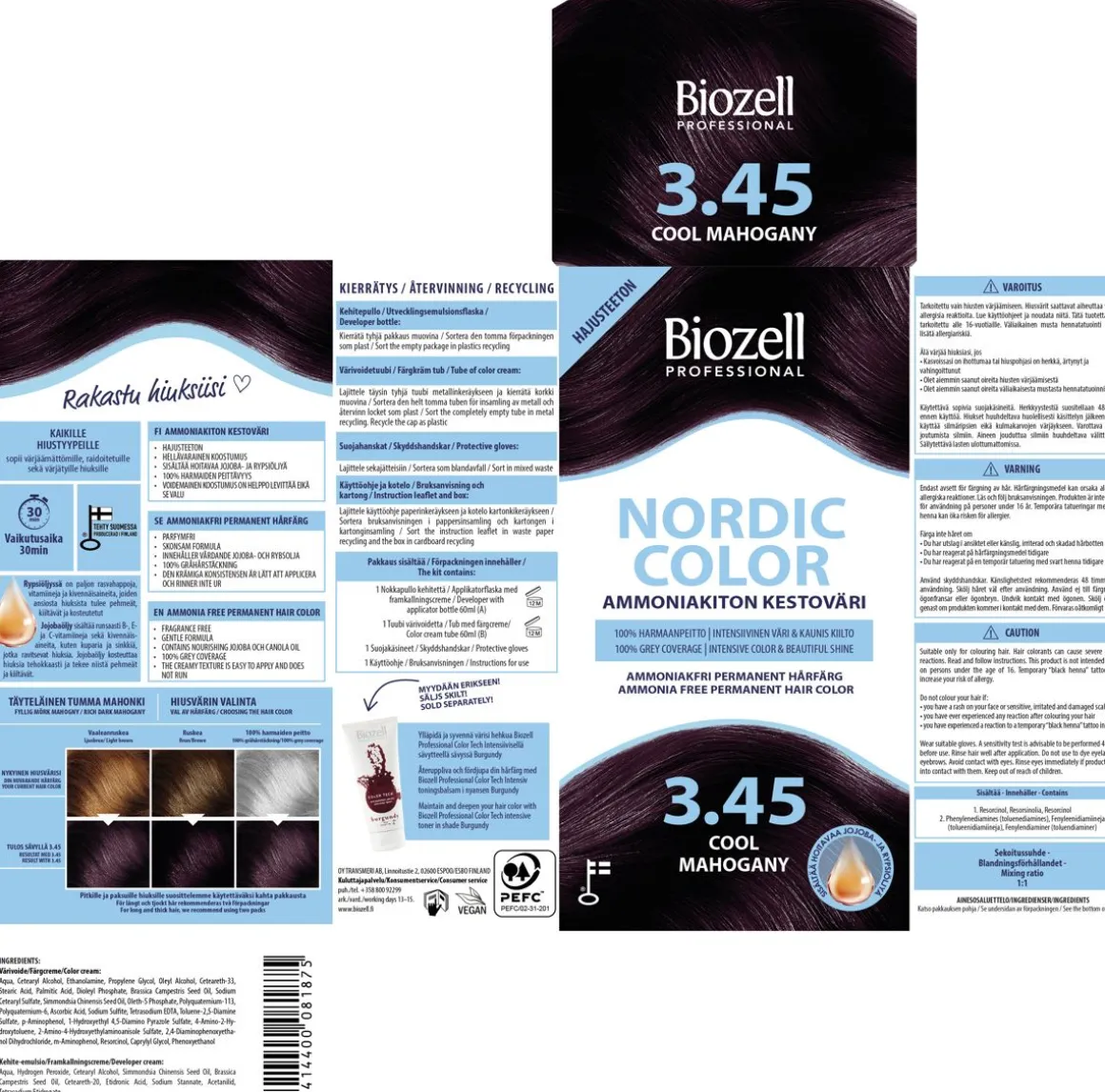 BIOZELL PROFESSIONAL NORDIC COLOR AMMONIAKITON KESTOVÄRI COOL M 120 M