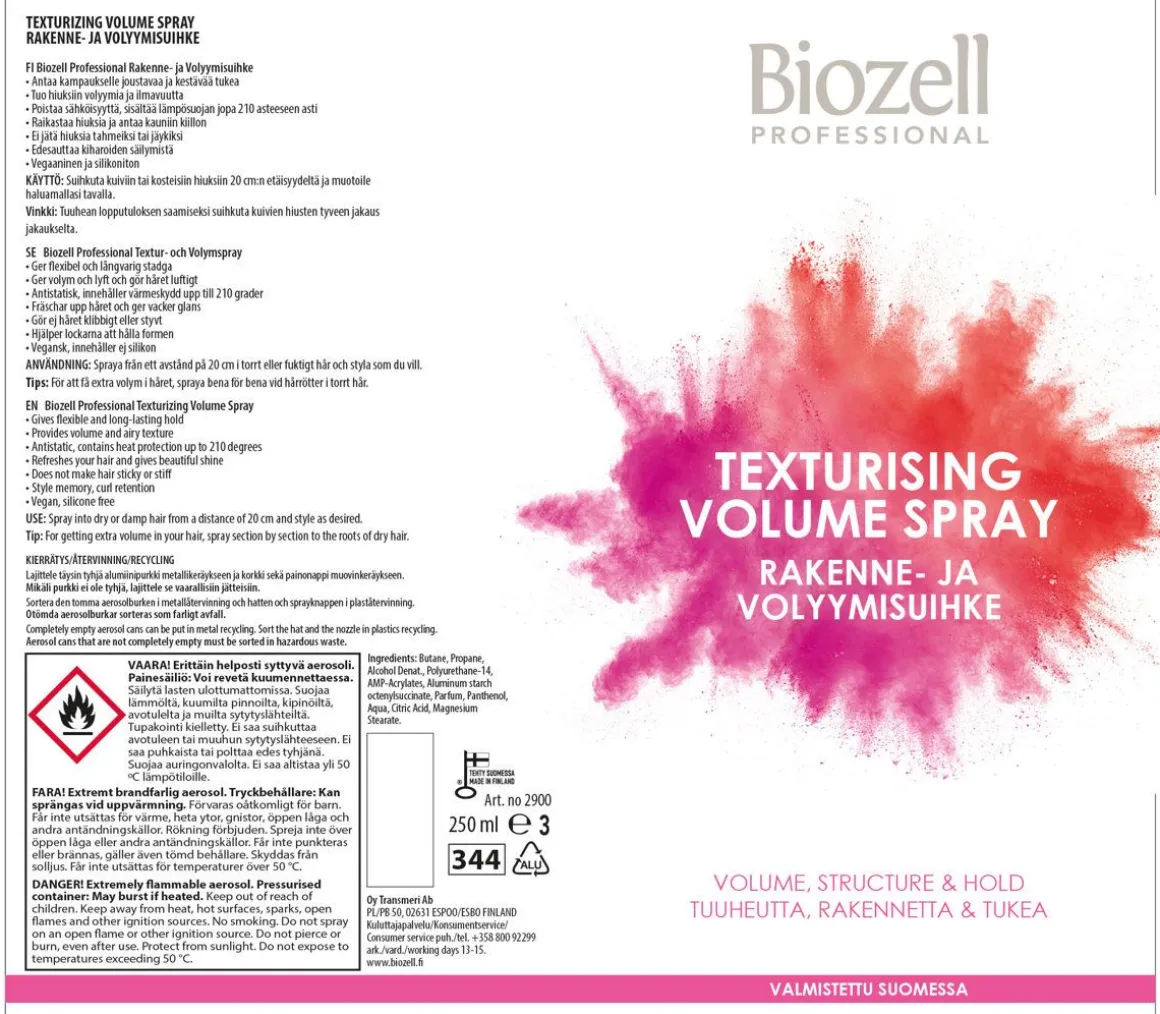 BIOZELL PROFESSIONAL TUUHEUTTAVA RAKENNESUIHKE 250 ML
