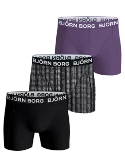 BJÖRN BORG M.BOKSERI 3-PACK MUSTA-VIOLETTI S