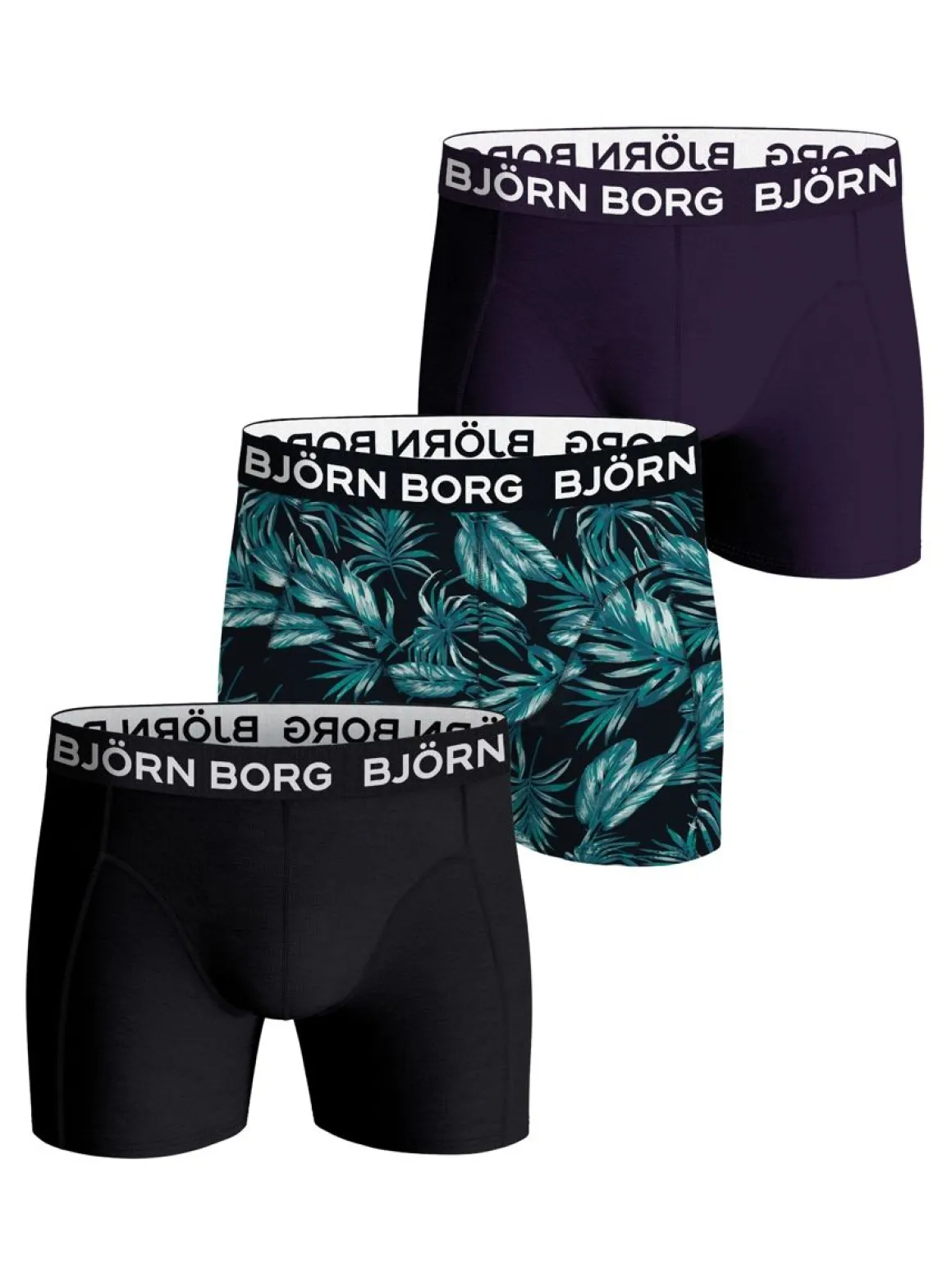 BJÖRN BORG M. BOKSERI 3-PACK S KUVIOLLINEN-YKSIVÄRINEN