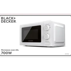 BLACK+DECKER MIKROAALTOUUNI 20L 700W VALKOINEN