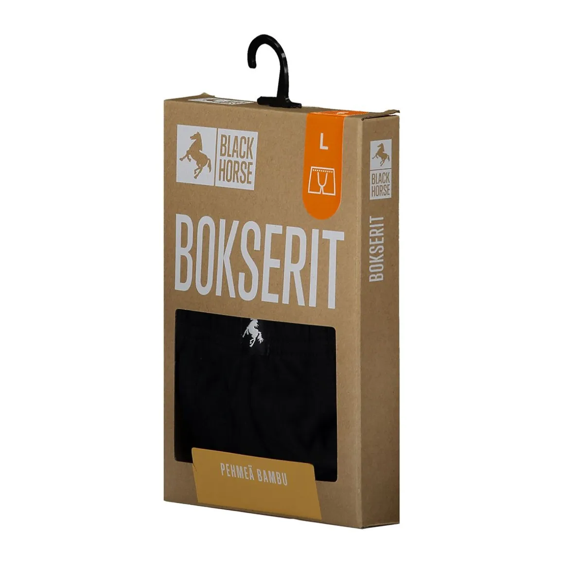 BLACK HORSE M BOKSERIT BAMBU MUSTA L