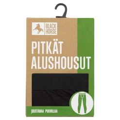 BLACK HORSE   M. PITKÄT ALUSHOUSUT L  JOUST.PUUVILLA MUSTA