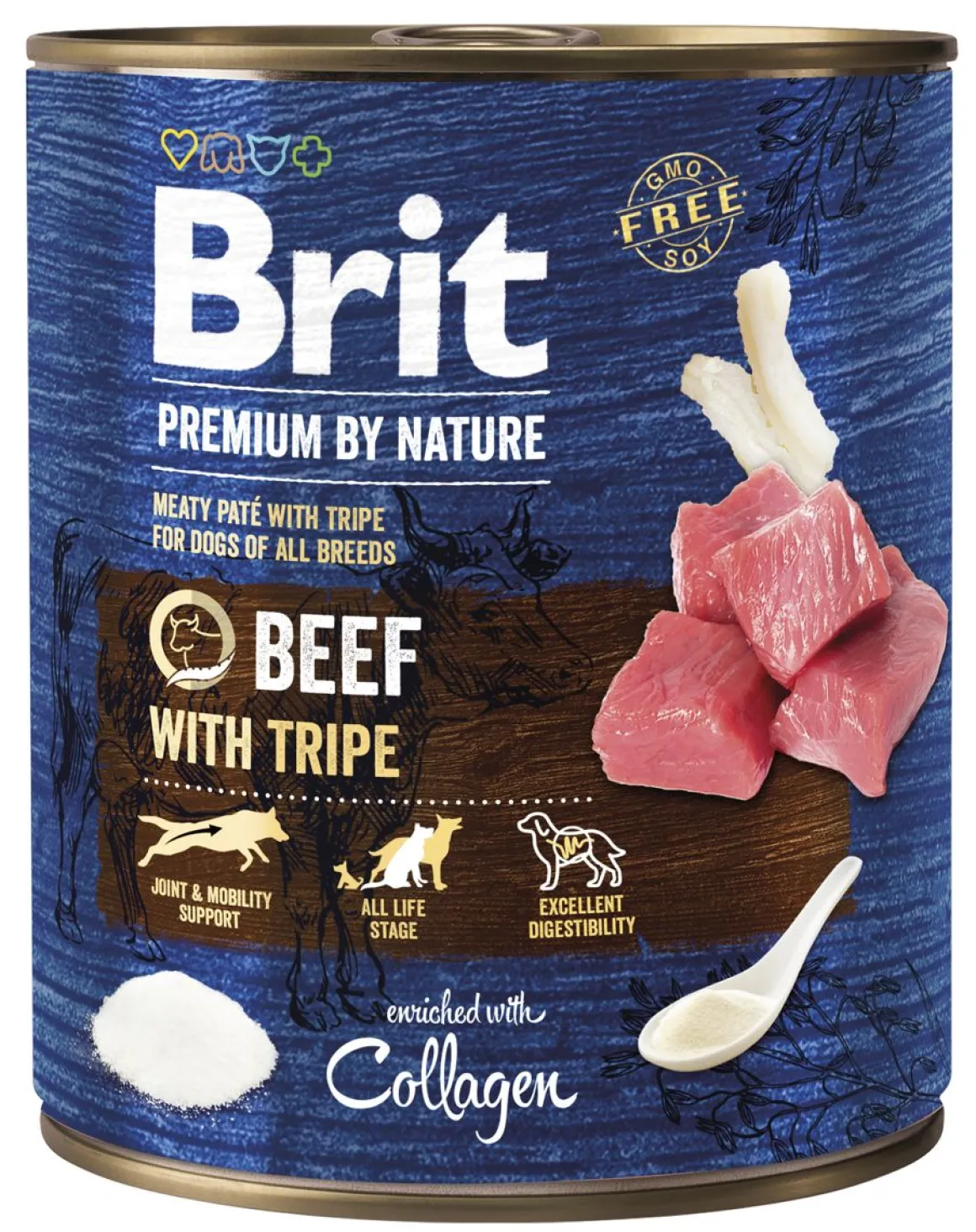 BRIT PREMIUM BY NATURE PATE BEEF WITH TRIPE 800 G