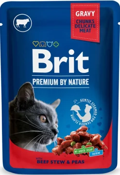 BRIT PREMIUM CAT ANNOSP. ADULT GRAVY BEEF STEW & PEAS 100 G