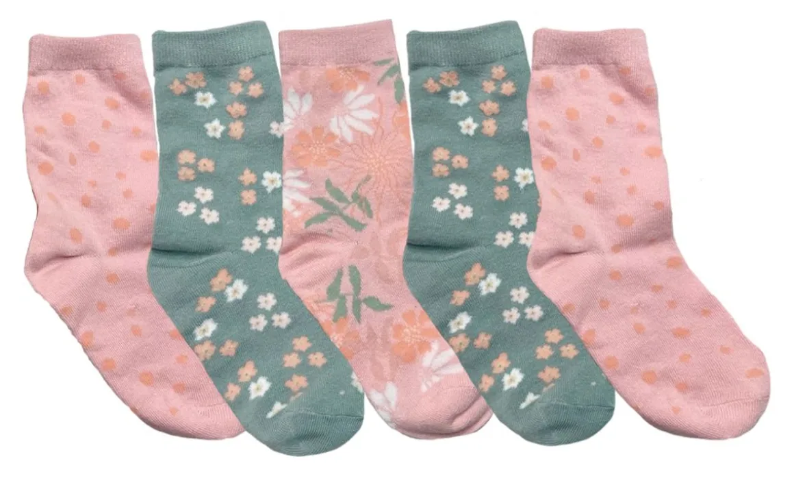 CARLSTEINS LASTEN SUKAT 5-PACK 34/36 PINKKI/VIHREÄ
