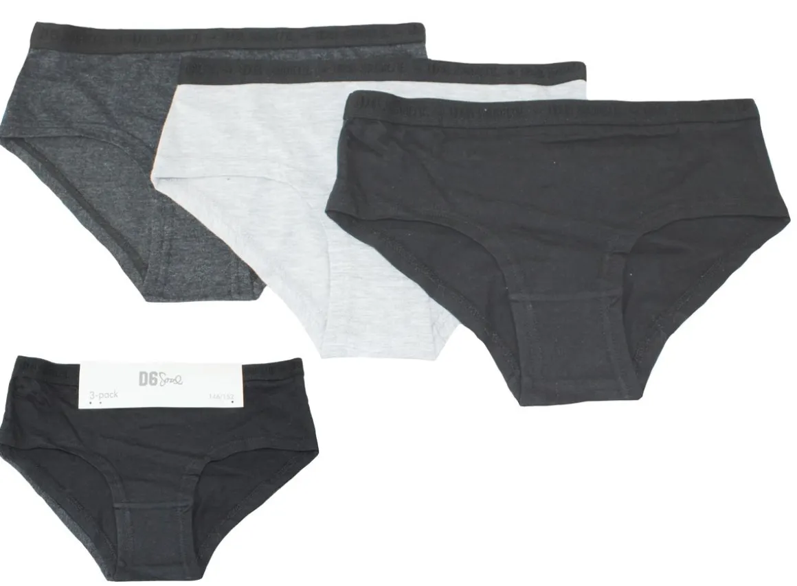 CARLSTEINS TYTTÖJEN HIPSTERIT 3-PACK 146/152 MUSTA/VALK