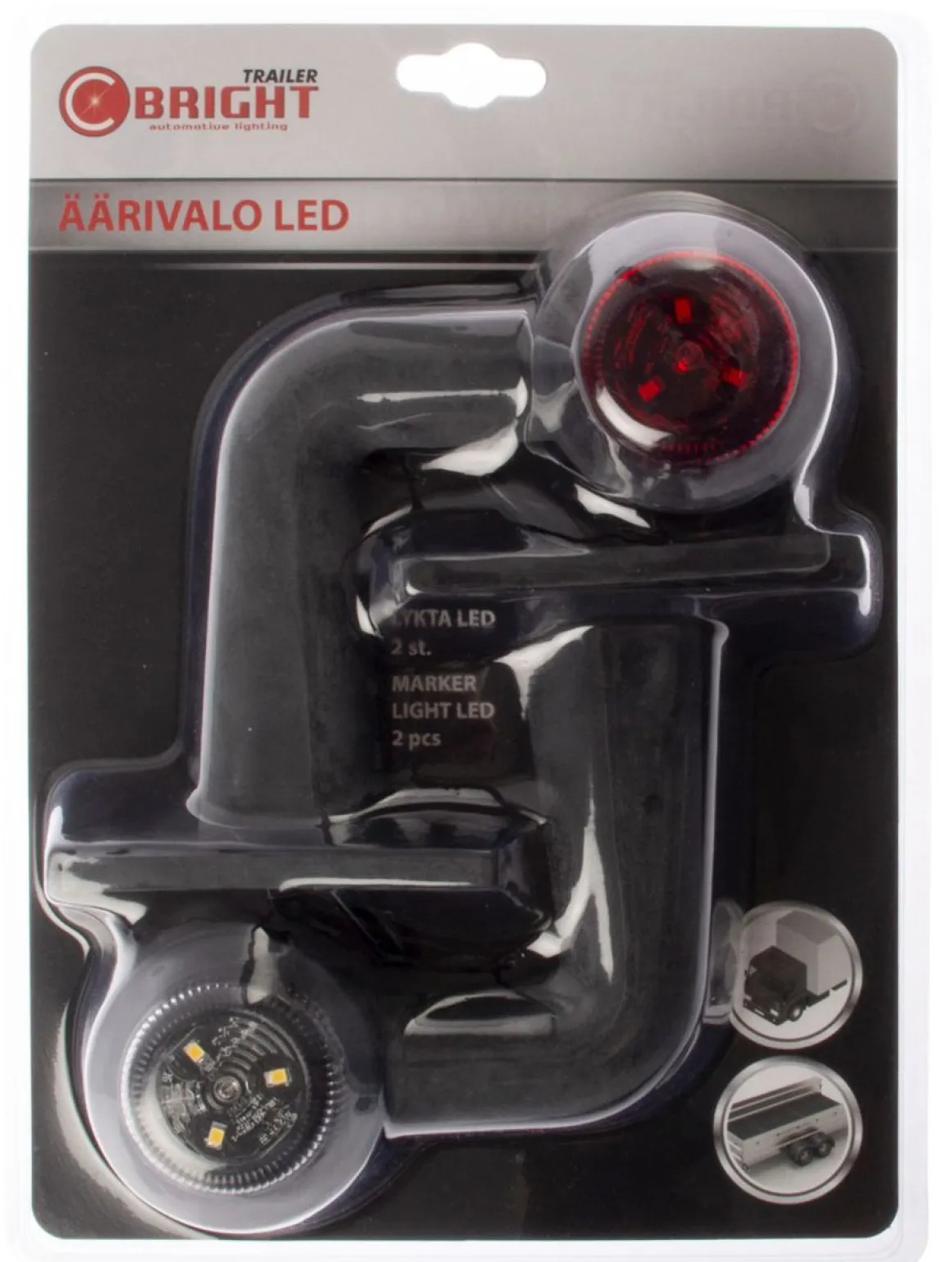 C-BRIGHT LED ÄÄRIVALOPARI 12-24 PUN/VAL. L-KUMIVARSI