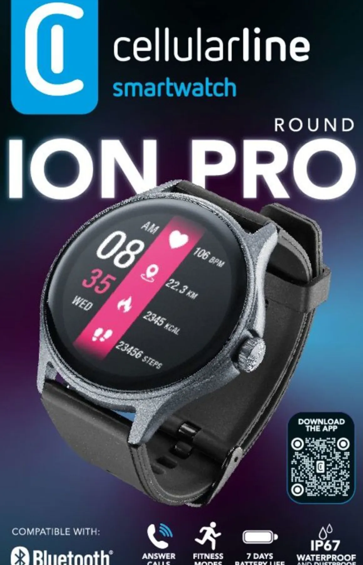 CELLULARLINE ION PRO ÄLYKELLO PYÖREÄ