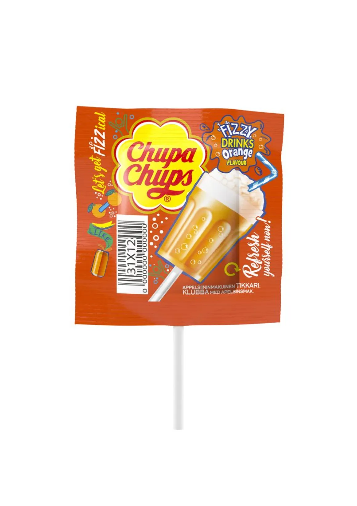 CHUPA CHUPS FIZZY TIKKARI COLA JA APPELSIINI 15 G