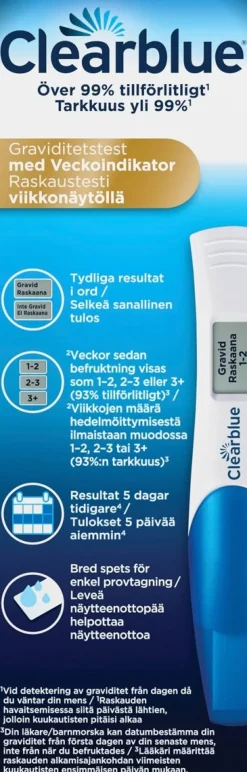 CLEARBLUE DIGITAL-DIGITAALINEN RASKAUSTESTI VIIKKONÄYTÖLLÄ
