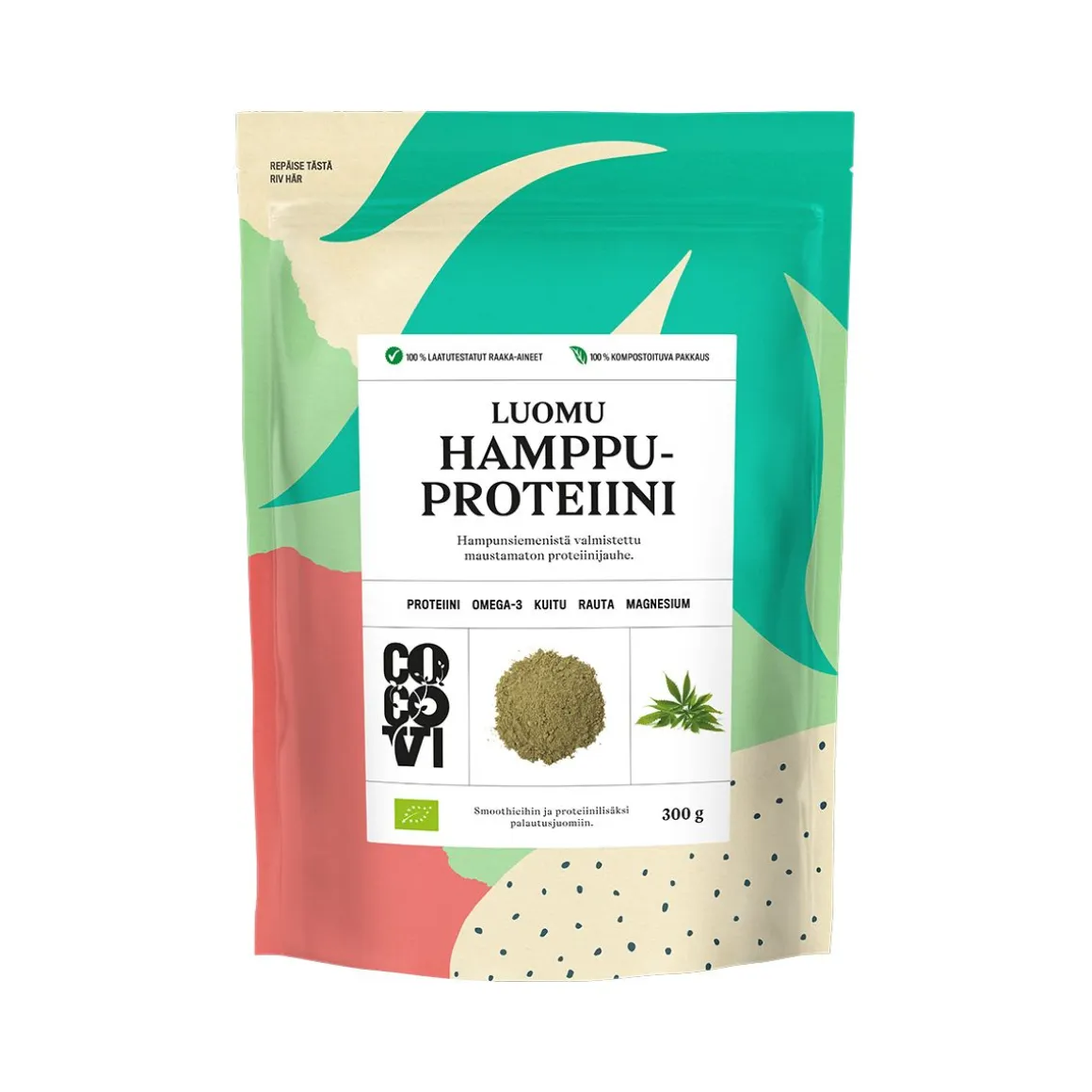 COCOVI HAMPPUPROTEIINIJAUHE MAUSTAMATON 300 G