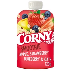 CORNY SMOOTHIE OMENA, MANSIKKA, MUSTIKKA & KAURA 120 G