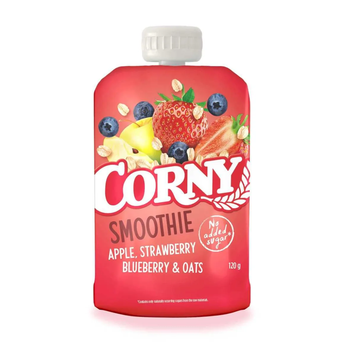 CORNY SMOOTHIE OMENA, MANSIKKA, MUSTIKKA & KAURA 120 G