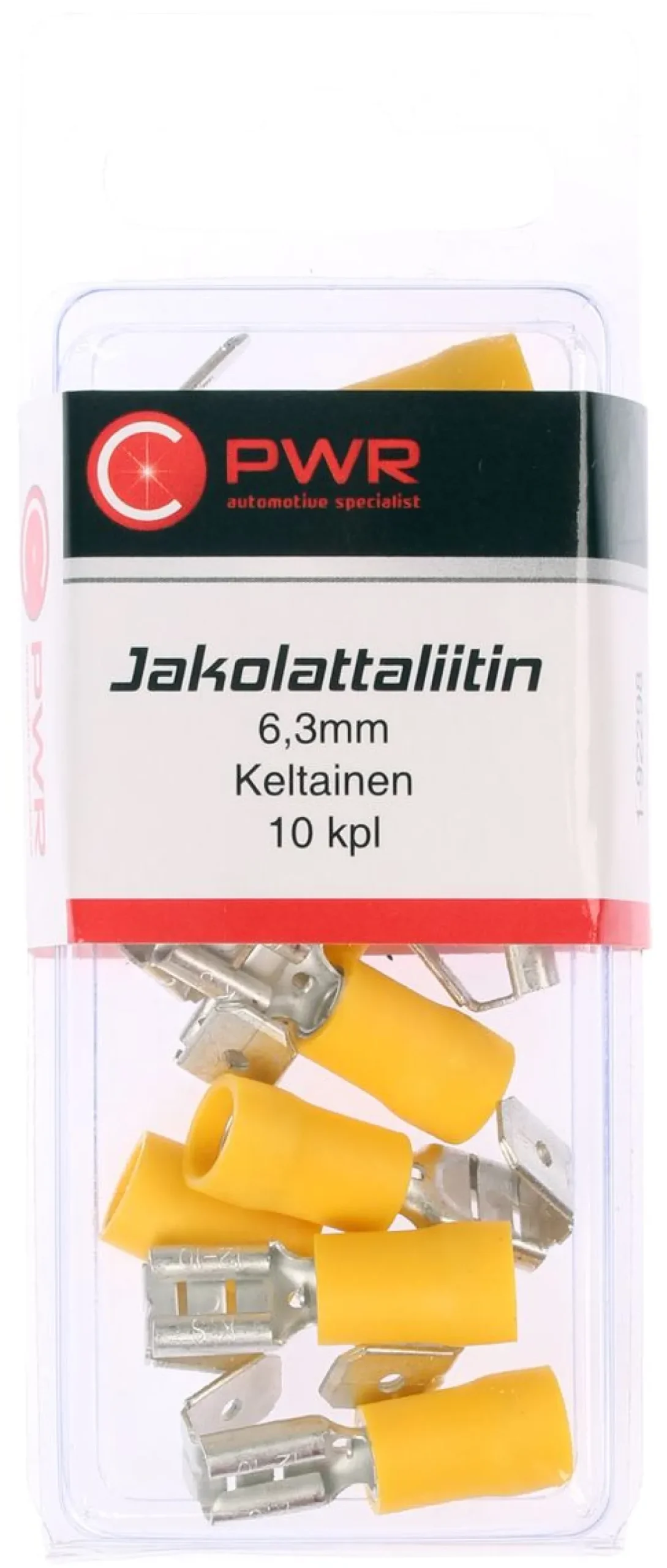C-PWR JAKOLATTALIITIN 6,3MM, KELTAINEN 10KPL