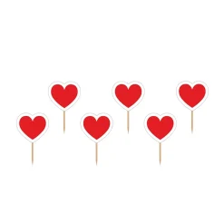 CUPCAKE TOPPERS HEART, 10CM 6KPL