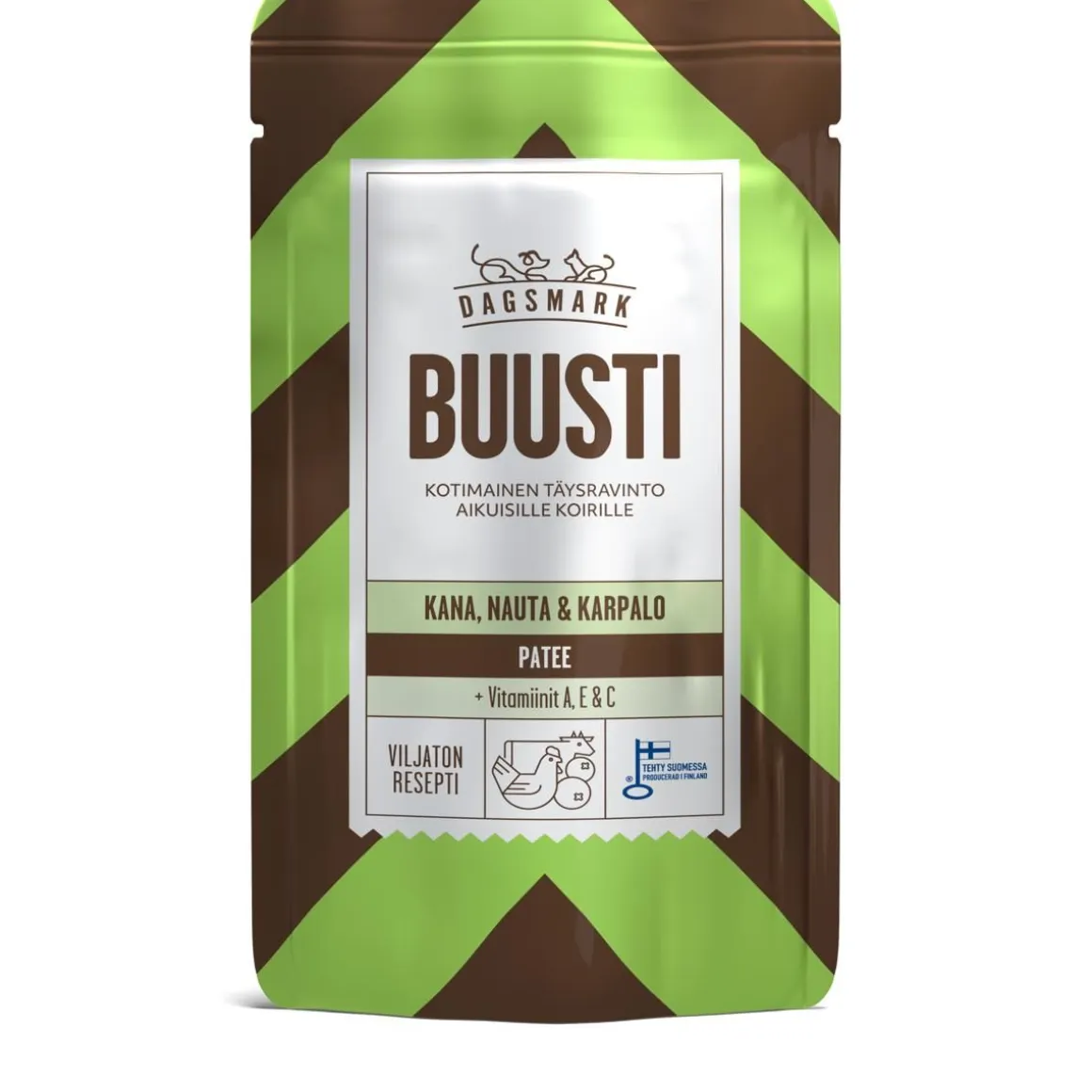 DAGSMARK KOIRAN ANNOSATERIA BUUSTI ADULT KANA-NAUTA-KARPALO PAT 90 G