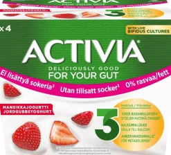 DANONE ACTIVIA MANSIKKA EI LISÄTTYÄ SOKERIA 0% RASVAA 4*125G 5