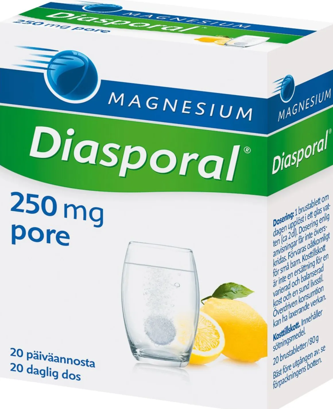 DIASPORAL MAGNESIUM 250 AKTIV PORETABL 20 KPL