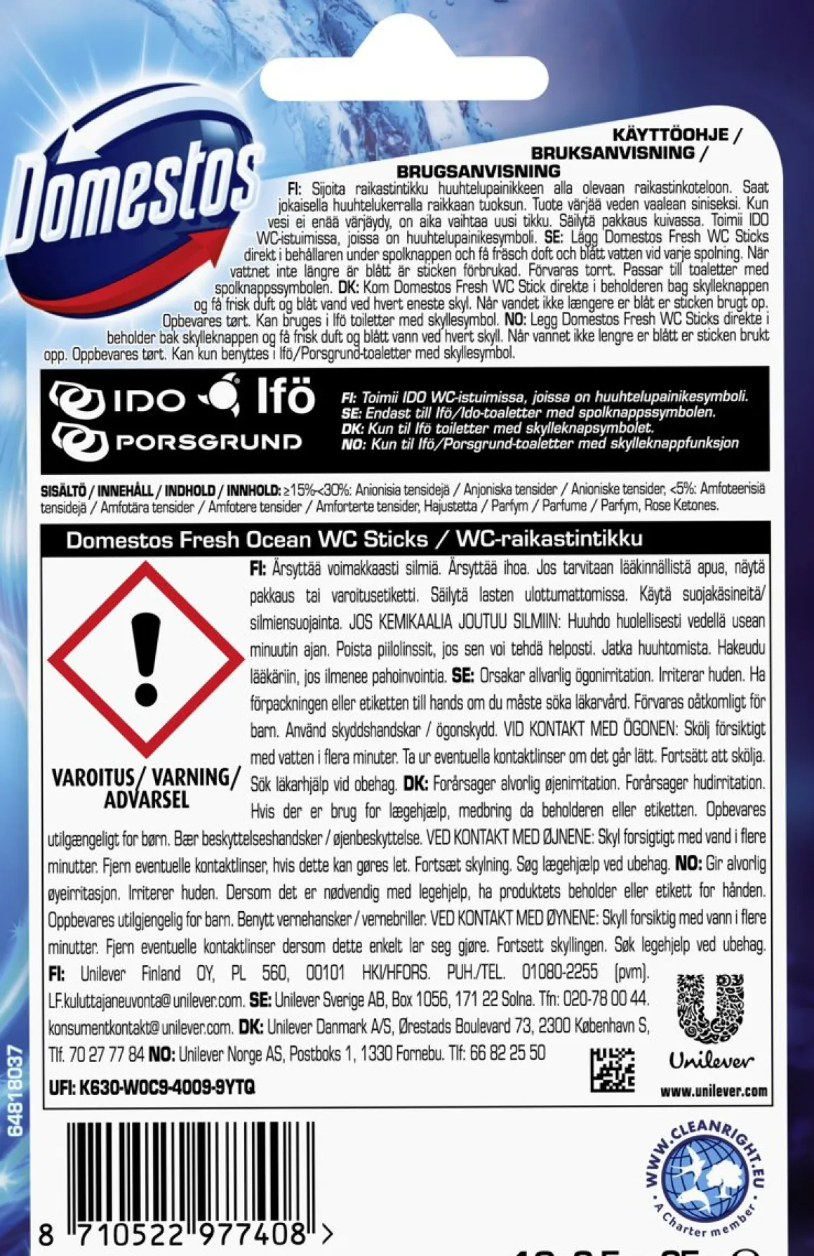 DOMESTOS FRESH WC STICKS 10-PACK 10 KPL