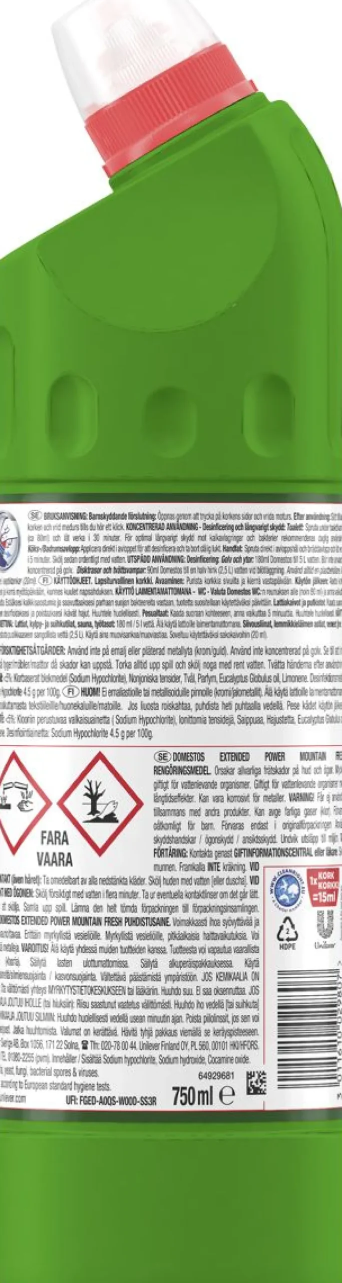 DOMESTOS MOUNTAIN FRESH WC-PUHDISTUSAINE 750 ML