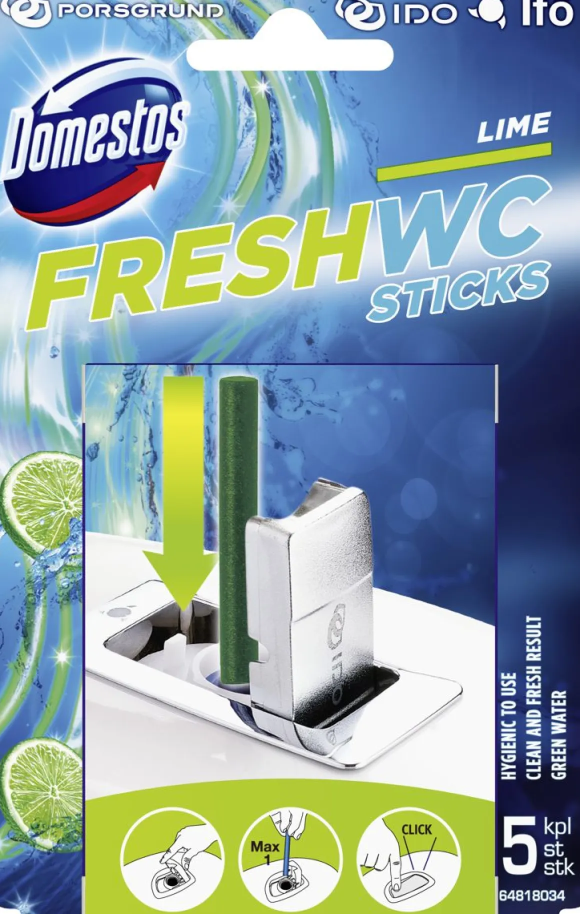 DOMESTOS WC-TIKUT LIME 5-PACK 475 G