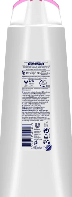 DOVE ALOE VERA&ROSE WATER SHAMPOO 400 ML