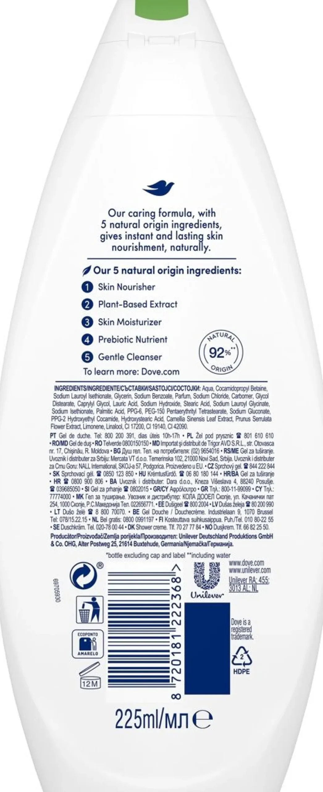 DOVE CARE BY NATURE SUIHKUSAIPPUA AWAKENING RITUAL 225 ML