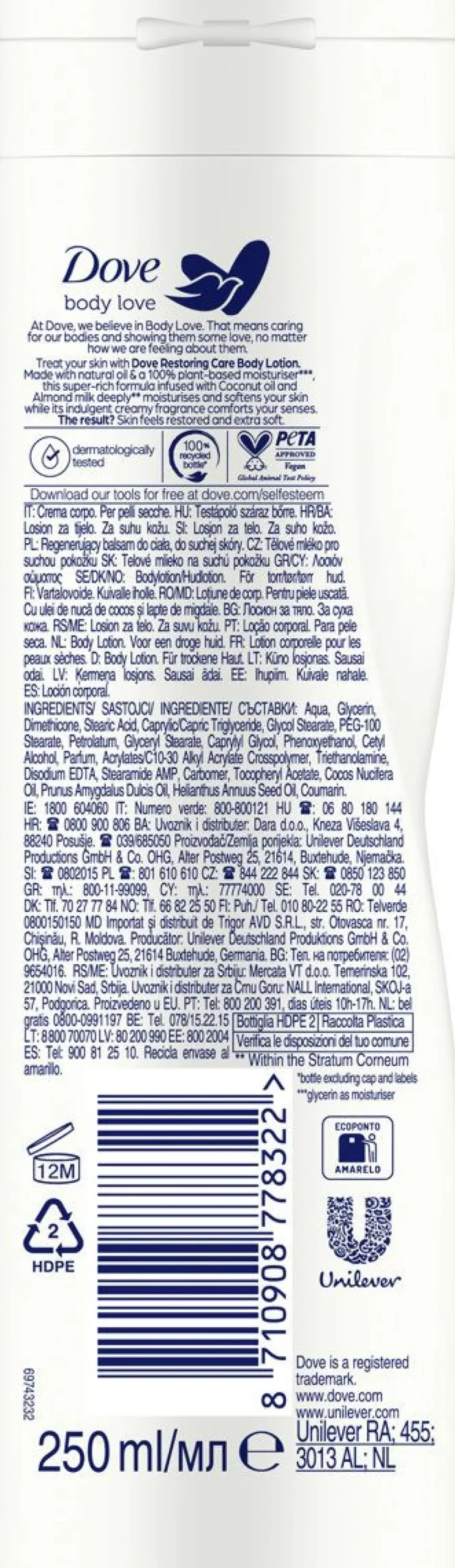 DOVE RESTORING RITUAL VARTALOVOIDE 250 ML