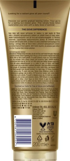 DOVE KOSTEUSVOIDE MED TO DARK 200 ML