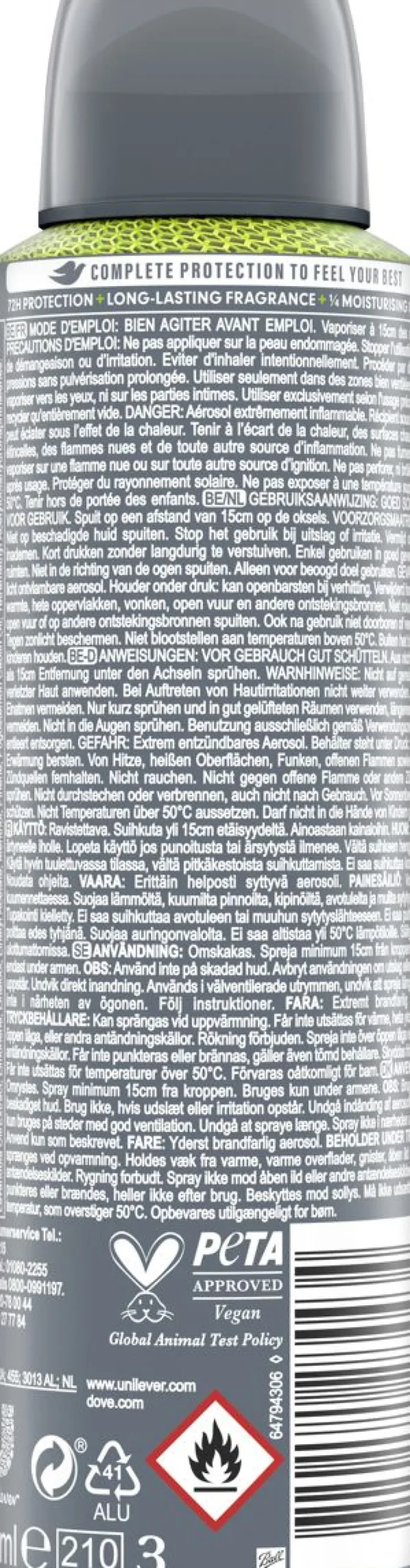 DOVE MEN+CARE SPRAY ADVANCED SPORT FRESH 150 ML