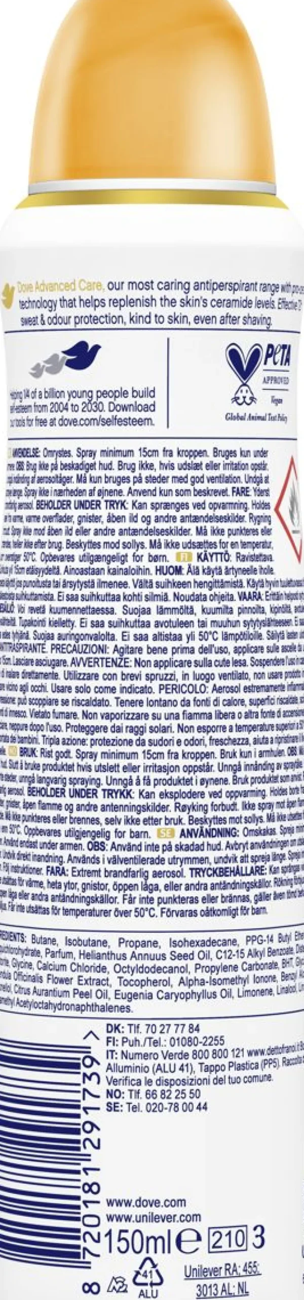 DOVE SPRAY ADVANCED CARE PASSION FRUIT&LEMONGRASS 150 ML