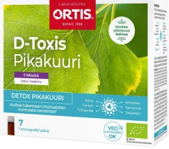 D-TOXIS DETOX PIKAKUURI VADELMA LUOMU BE-BIO-01 7X15 ML 105 ML