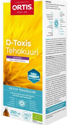 D-TOXIS DETOX TEHOKUURI VADELMA LUOMU 250 ML