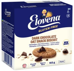 ELOVENA GLUTEENITON VÄLIPALAKAURAKEKSI TUMMA SUKLAA 9X1