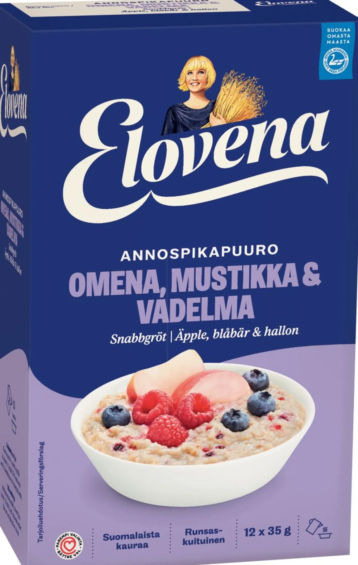 ELOVENA HETKI OMENA & VADELMA & MUSTIKKA ANNOSPIKAPUURO 420 G